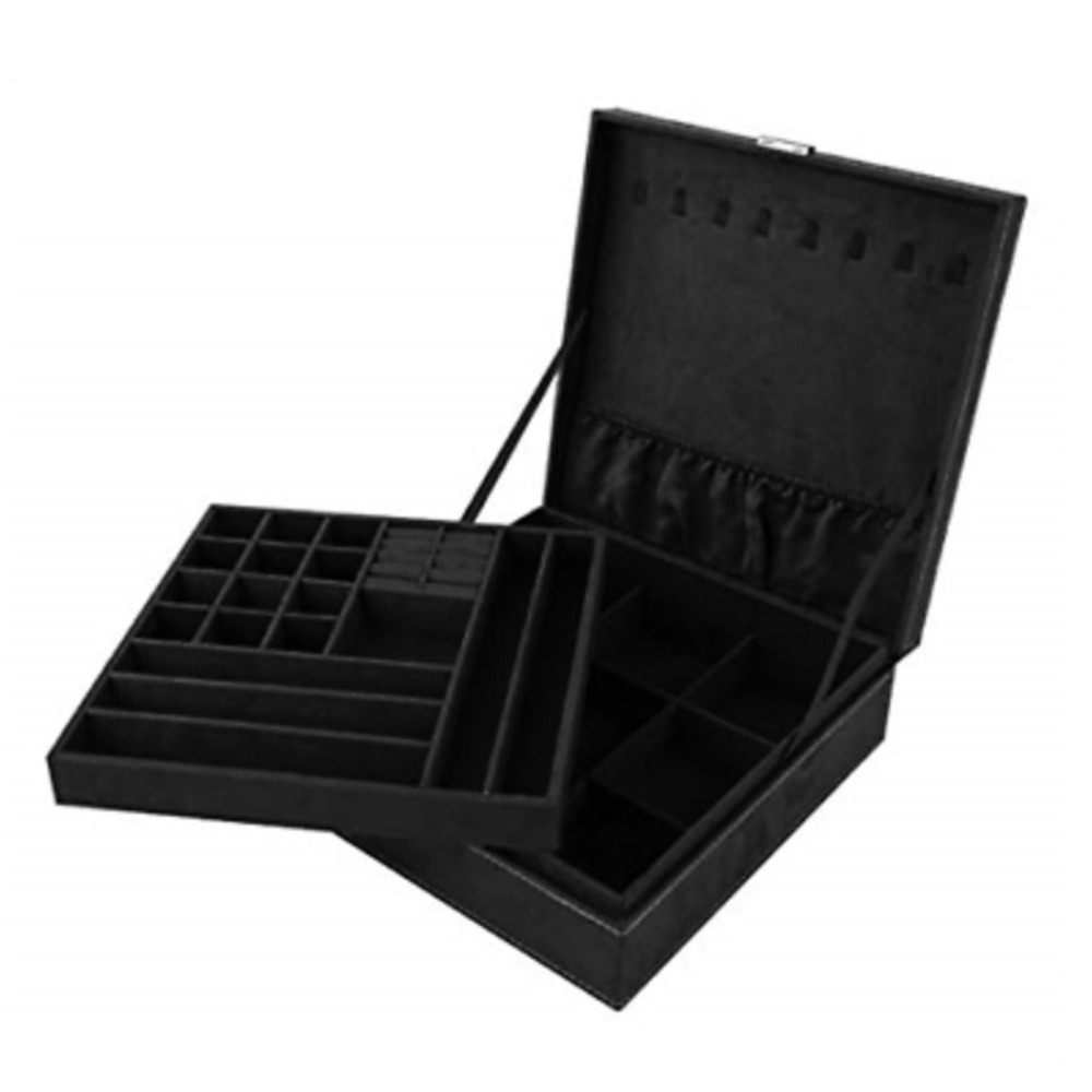 Two Layer Jewelry Box Organizer Display Storage Case Velvety finish